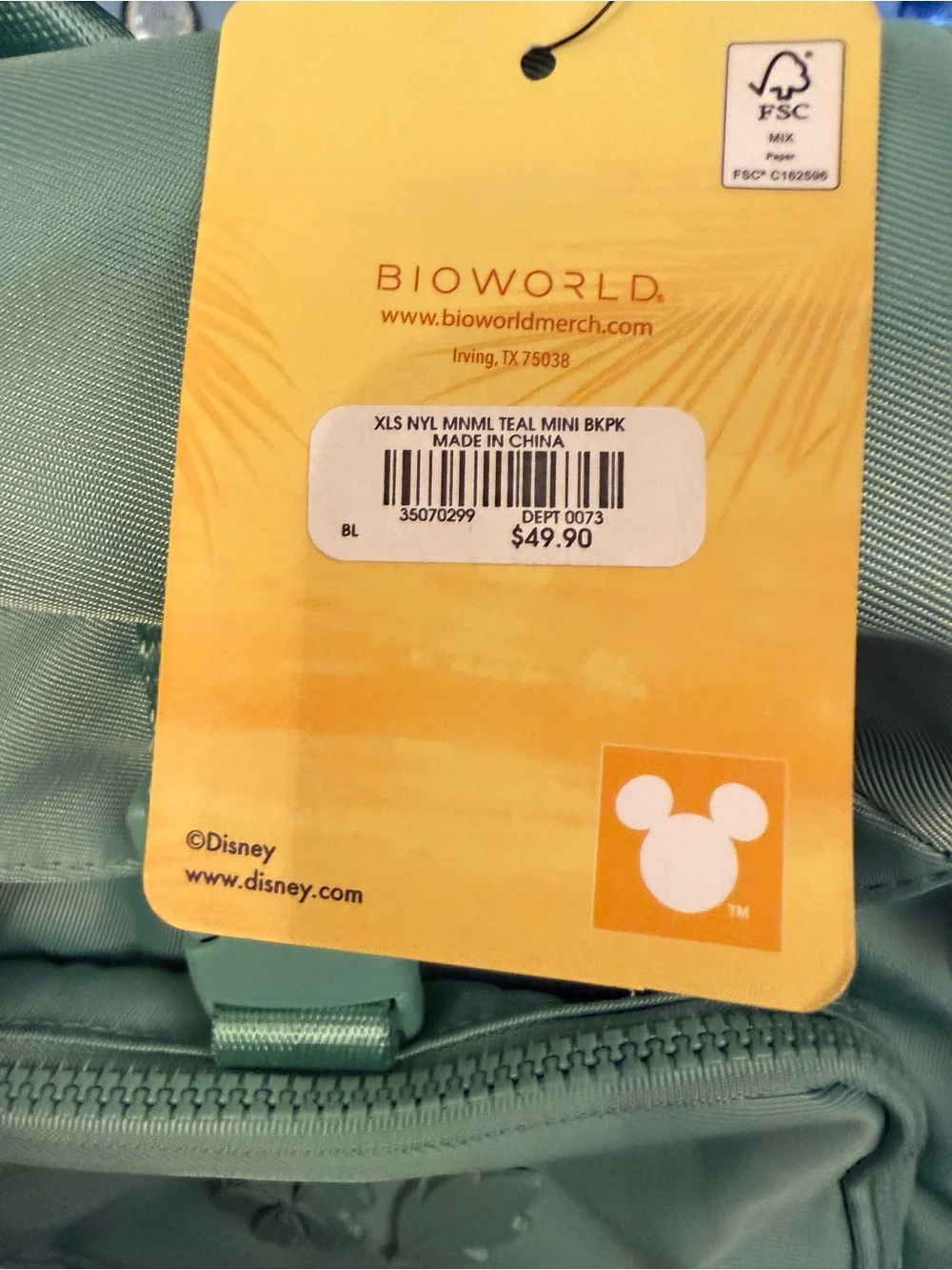 Bioworld kids Mini Backpack - Mint Green